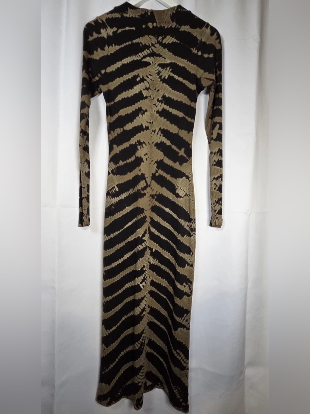 Young Fabulous & Broke Black and Brown Printed Long Sleeve Dress M